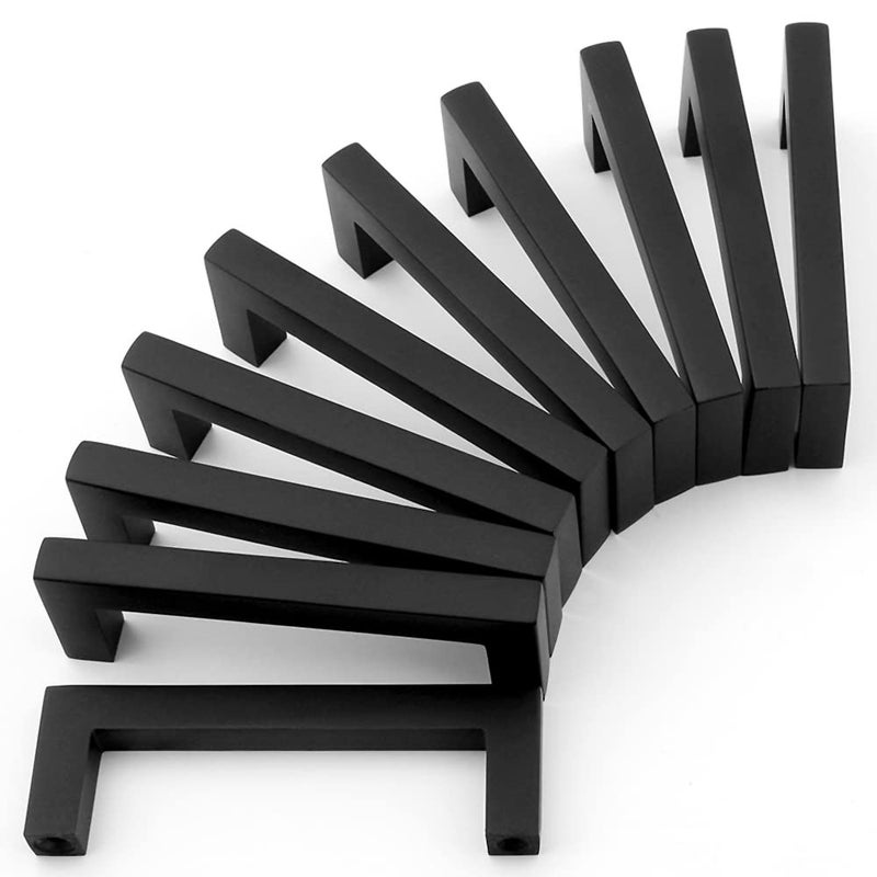 KOOFIZO Solid Square Bar Cabinet Handle - Black Furniture Pull, 3 Inch/76mm Screwhole Distance, 10-Pack for Kitchen Cupboard Door, Bedroom Dresser Drawer, Bathroom Wardrobe Hardware - Image 1